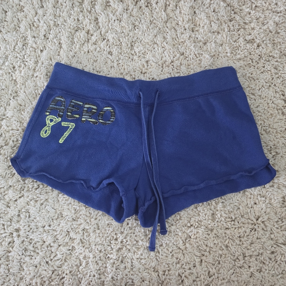 AERO Womans Y2K Blue 87 Drawstring Lounge Shorts
